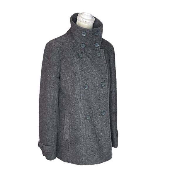 BNCI Blanc Noir Textured Gray Wool Blend Pea Coat - Picture 6 of 15